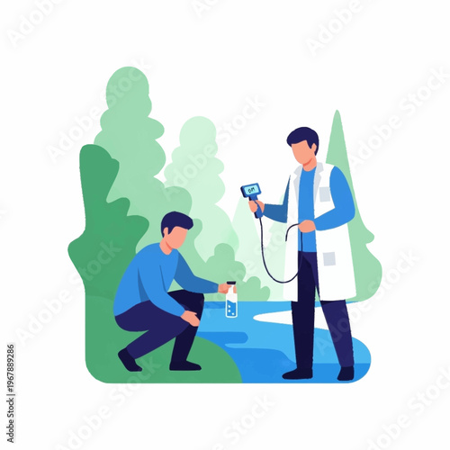 Water Quality Testing - Scientists Analyzing River Water Samples.