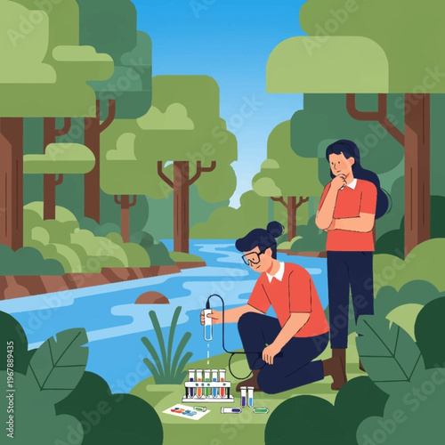 Scientists Analyzing Water Quality in Nature.