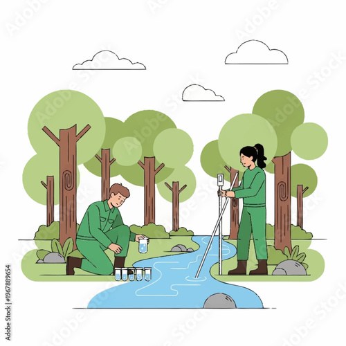 Scientists Analyzing Water Quality in Nature.