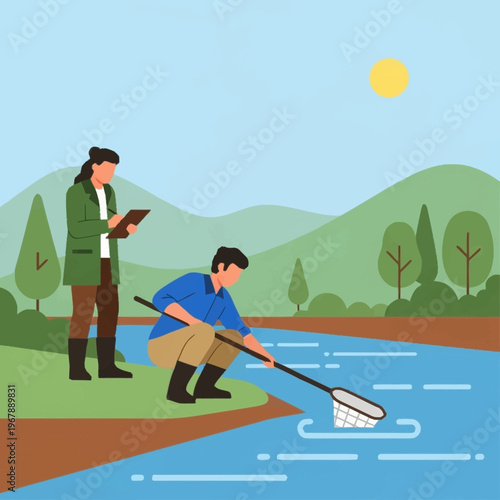 Scientists Collecting Water Samples for Environmental Research.