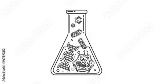 Beaker with micro organisms inside.