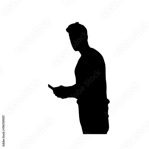 silhouette of Man standing side view.