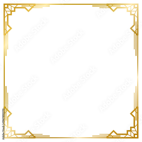Decorative gold frames collection png transparent background, Art Deco gold frame, Vintage frame line geometric, wedding, label, card, frame, cover, poster, greeting, invitation
