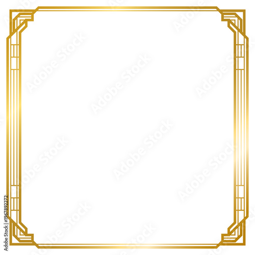 Decorative gold frames collection png transparent background, Art Deco gold frame, Vintage frame line geometric, wedding, label, card, frame, cover, poster, greeting, invitation
