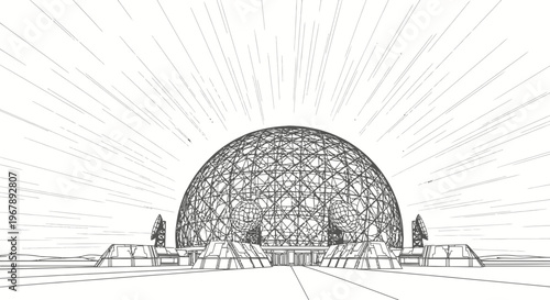 Large geodesic dome structure building.
