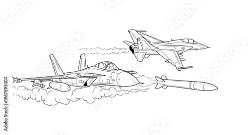 Military fighter jets flying fast.