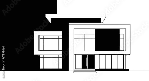 Modern house with large windows exterior.