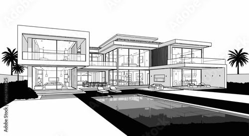 Modern House with Large Windows Design.