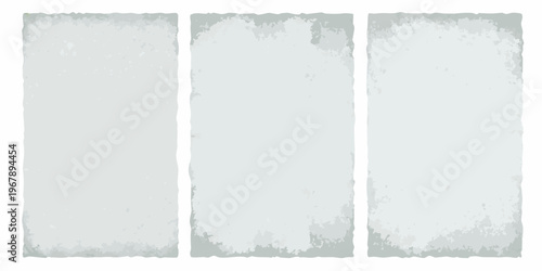 Three rectangular panels with a distressed textured light gray surface