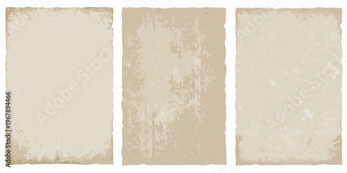 Three aged rectangular paper backgrounds with a distressed texture