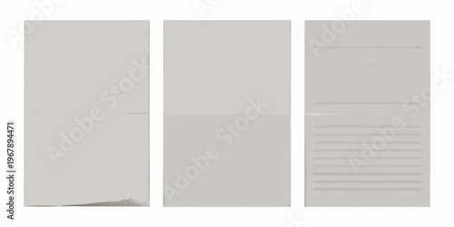 Three blank light gray rectangular panels displayed in a row