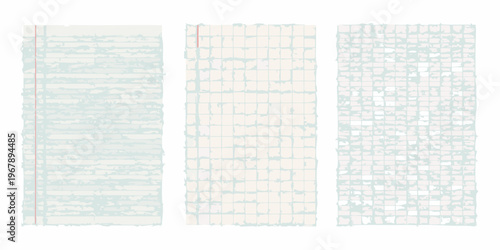 Three abstract textured backgrounds resembling torn or lined paper