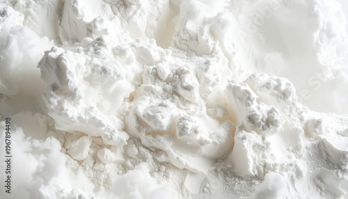 Macro close-up of flour with a lumpy texture