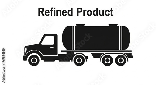 Silhouette of a Refined Product Tanker Truck for Transportation.