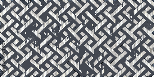 Abstract pattern of woven gray and white rectangular strips