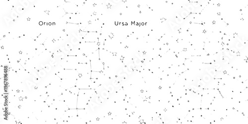 Constellation map depicting orion ursa major and surrounding stars