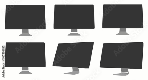 Modern black display monitor vector illustration thin bezel EPS10 isolated