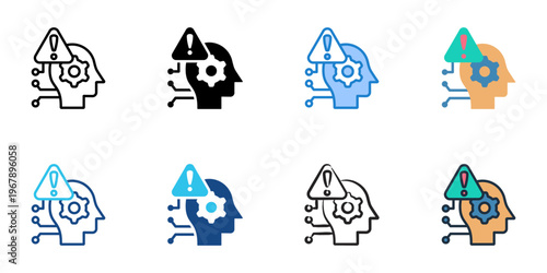 Context aware AI icons set multiple style collection. Editable stroke 
