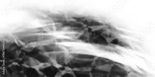 Abstract Black and White Halftone Wave Pattern Background, Modern Minimalist Dotted Gradient Texture for Graphic Design, Vector Illustration Backdrop with Dynamic Fluid Shapes.