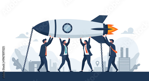 Teamwork and Collaboration Launching a Successful Business Rocket.