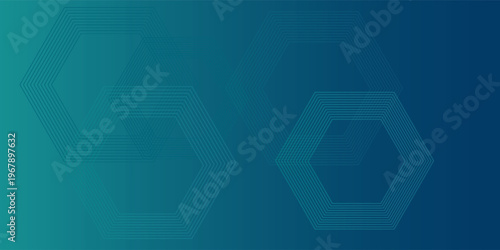 Digital hexagonal green abstract background. Digital futuristic technology concept with hexagons. Geometric stripe line art design for poster, brochure, cover, banner, website, header