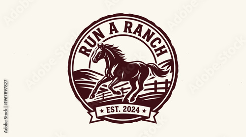 Elegant Run a Ranch Logo Featuring a Majestic Horse in Motion.