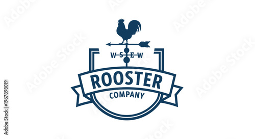 Elegant Rooster Company Logo with Compass and Weather Vane.