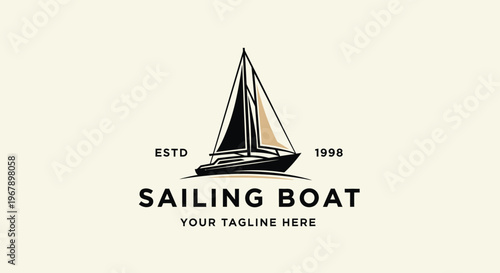 Elegant Sailing Boat Logo Design for Maritime Adventures and Travel.