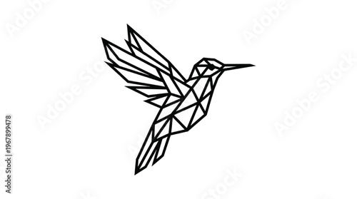 Modern Geometric Hummingbird Vector | Minimalist Polygon Bird Icon for Color and Speed Branding