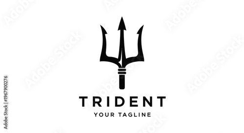 Elegant trident logo design with bold lines and a striking visual appeal, perfect for branding.