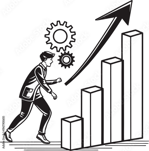 business man pushing graph