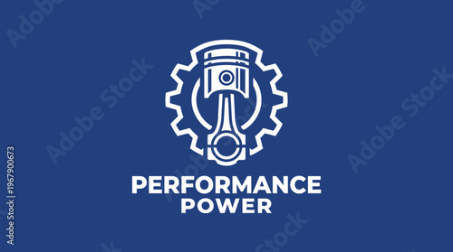 Engine piston performance power logo design for automotive industry and related services.