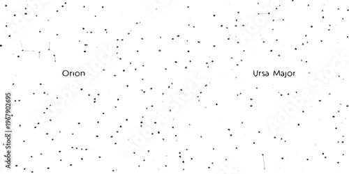 Star chart depicting the constellations orion and ursa major