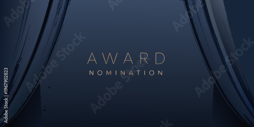 Elegant dark blue background featuring award nomination text