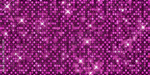 A vibrant full frame background of dazzling purple sequins and sparkles
