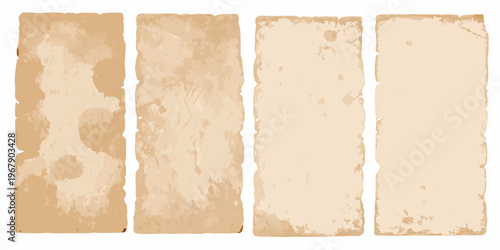 Four rectangular beige and brown textured paper backgrounds arranged vertically