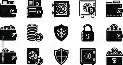 Cryptocurrency hardware wallet icons for secure digital asset storage