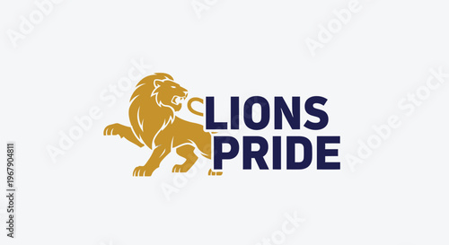 Golden Lion Pride Logo on White Background Represents Strength and Power.