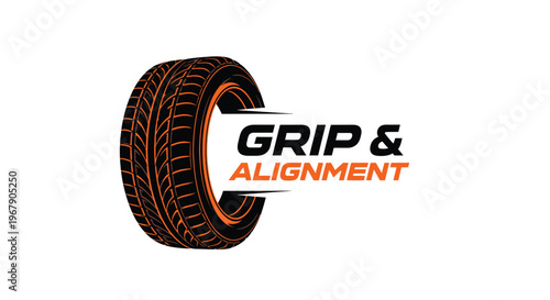 Grip and Alignment Logo - Tire and Text Design for Automotive Services.