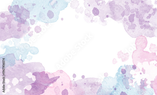 紫と水色の水彩画風背景イラスト
