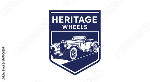 Heritage Wheels logo featuring a classic vintage car, perfect for automotive enthusiasts.