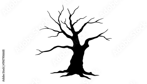 A bare tree silhouette illustration on a white background