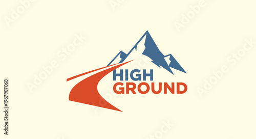 High Ground Logo - A Dynamic Visual Depiction of Mountainous Terrain and Adventure.