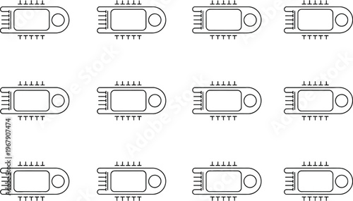 A Grid of Stylized USB Flash Drive with T-Shaped