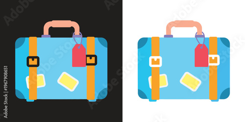 back to school travel luggage with books and supplies flat design vector illustration