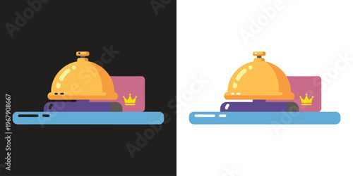 royal room service breakfast tray with teapot and crown flat design vector illustration