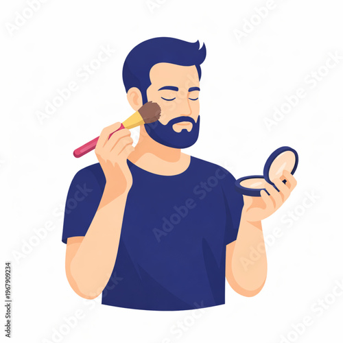 Man applying makeup grooming self care modern lifestyle