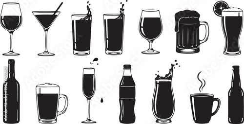 Collection of various alcoholic and non-alcoholic drink icons