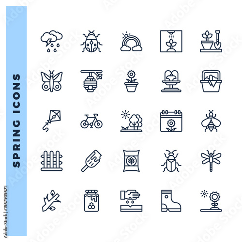 25 Spring Lineal icons pack. vector illustration.