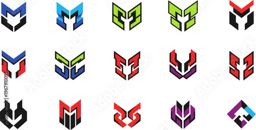 Modern Esports Logo Collection Featuring Abstract Letter Marks, Gaming Team Emblems and Futuristic Geometric Brand Symbols Vector Illustration Set